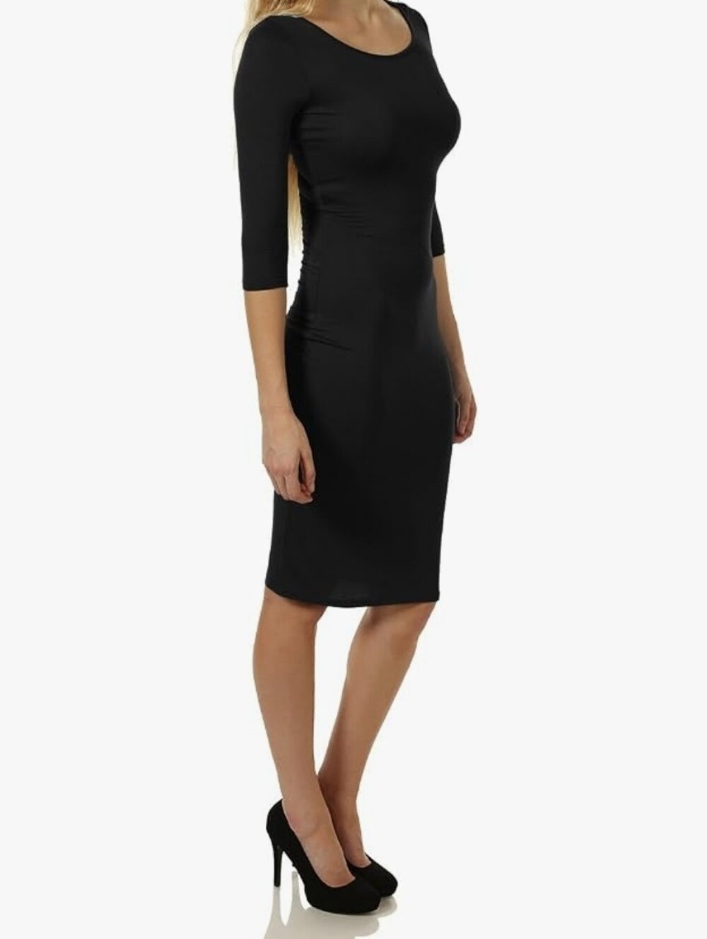 Black Scoop Neck Sheath Dress - Women